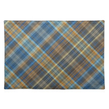 Blue orange plaid placemats