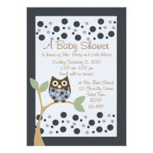 Blue Owl Baby Shower Invitation