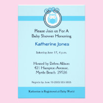 Blue Owl Baby Shower Invitation invitations