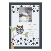 Blue Owl Birth Announcment.. Custom Invites