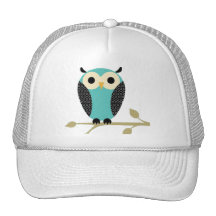 Blue Owl On Limb Trucker Hats