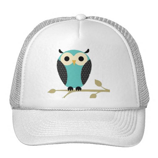 Blue Owl On Limb Trucker Hats