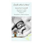 Blue Owl Photo Birth Announcements Personalized Photo Card
