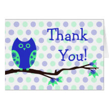 Blue Owl Thank You Card