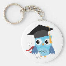 Blue Owl with Diploma Graduation Keychain