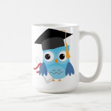 Blue Owl with Diploma Graduation Mug