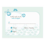 Blue Owls In Love Custom RSVP Reply Postcard