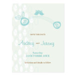 Blue Owls In Love Save The Date Postcard