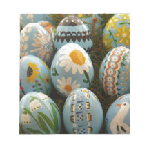 Blue Painted Easter Eggs Memo Note Pad