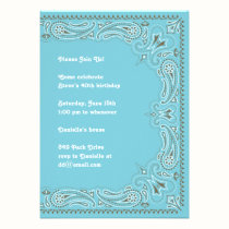 Blue Paisley Bandanna Invitation invitations