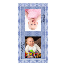 Blue Pattern Bride & Groom Photo Table Number Card Personalized Photo Card