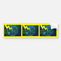 Blue Peace Symbol Hit by Lightning Bumper Stickers