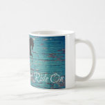 Blue Peeled Paint Keep Calm and Ride On Mug