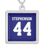 Blue Personalised Sports Name Number Pendant