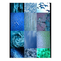 Blue Photo Collage Postcard