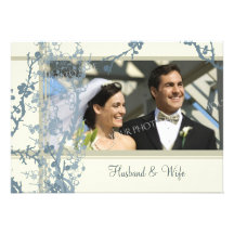 Blue Photo Vow Renewal Ceremony Invitation Card