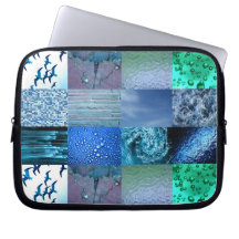 Blue Photography Collage Laptop Computer Sleeves