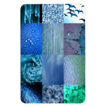 Blue Photography Collage Rectangular Magnets