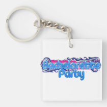 blue pink bachelorette wedding bridal shower party key chains
