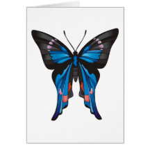 Blue Pink Butterfly Greeting Card