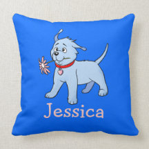 Blue & pink kids name dog - Customised pillow