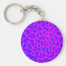 Blue & Pink Leopard Print Keychain