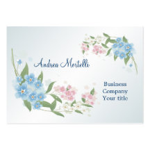 Blue, pink, white flowers blossom Business Card