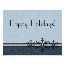Blue Pinstripe Holiday Snowflake Invitation