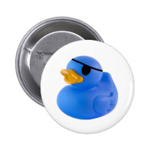 Blue pirate rubber duck button