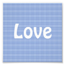 Blue Plaid Pattern Love Art Photo