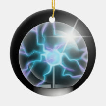 Blue Plasma Ball Ceramic Tree Ornament