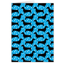 Blue Polka Dachshunds Card