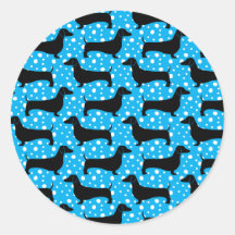 Blue Polka Dachshunds Sticker