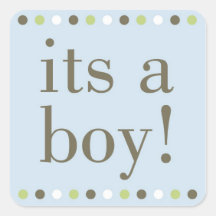 Blue Polka Dot Its a Boy Square Stickers