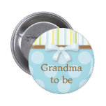 Blue Polka Dot Stripes - "Grandma to Be" Pin