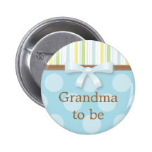 Blue Polka Dot Stripes - "Grandma to Be" Pin