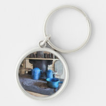Blue Pots on Stove Keychain