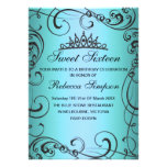 Blue Princess Sweet 16 Birthday Invitation