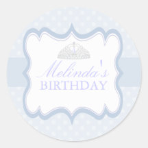 Blue Princess Tiara Girls Birthday Sticker