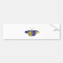 Blue Psychodelic Butterfly Bumper Sticker