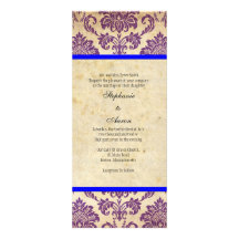 Blue Purple Damask Wedding Invitation
