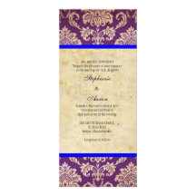 Blue Purple Damask Wedding Invitation
