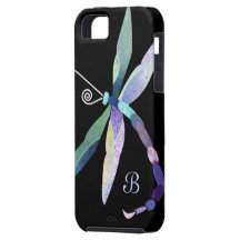 Blue, Purple, Green Dragonfly Monogram iPhone 5