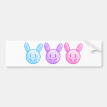 Blue Purple Pink Easter Bunnies Bumper Stickers