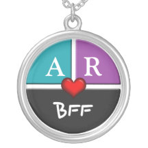 Blue & Purple Slice Round BFF Friendship Necklace