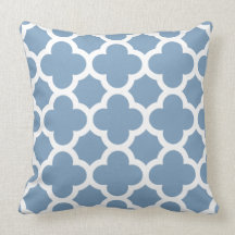 Blue Quatrefoil Throw Pillow