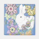 Blue Rabbit Magnet (square)