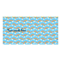 Blue rainbow pattern photo card template