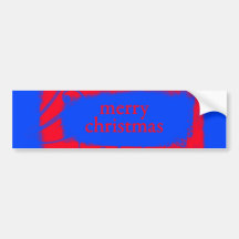 Blue Red Merry Christmas Bumper Sticker