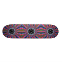 Blue Red Sunburst Fractal Skate Decks